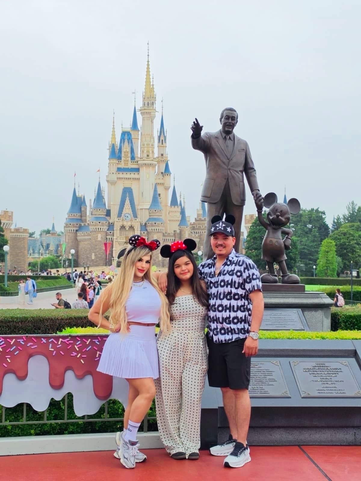 Ashley Carranza and family at Tokyo Disneyland